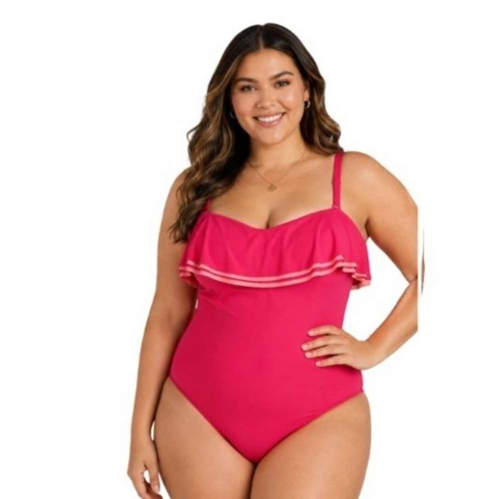 Coco Reef Contours Shapemaker One Piece Swimsuit Plus 16‎ 40C NWT Hibiscus Coral